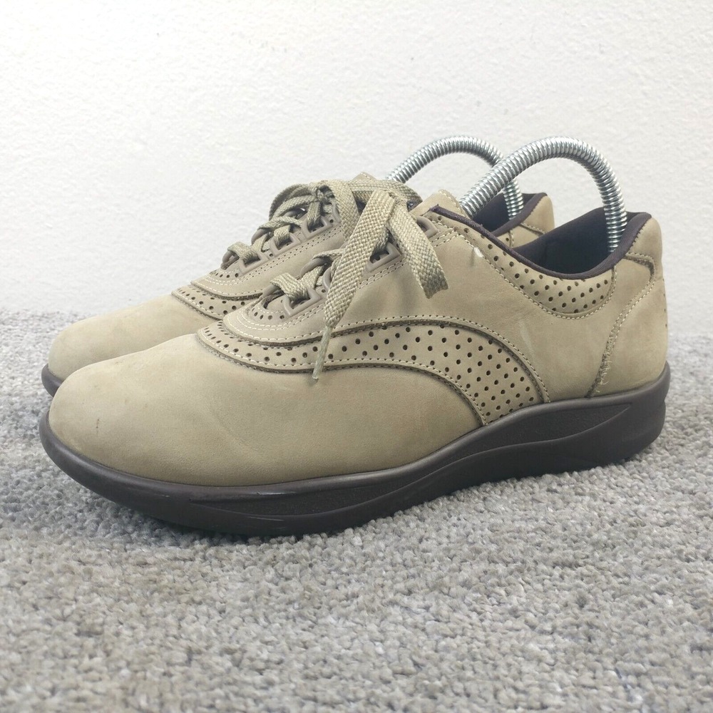 SAS Walk Easy Comfort Walking Shoes Womens 7.5 N Narrow Leather Taupe USA Made
